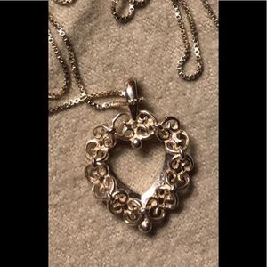 Sliver Filigree Heart Pendant on 12” Silver chain.